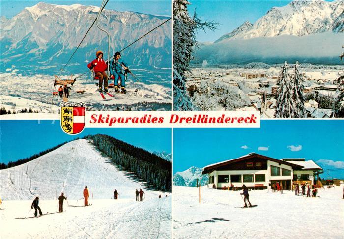 Arnoldstein Kaernten AT Skiparadies Dreilaendereck Sessellift Hahnenwipfel Bergr