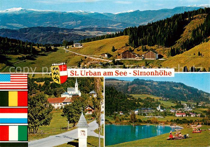 St Urban Kaernten AT Panorama Simonhoehe Strandbad am Urbansee