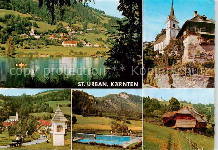 St Urban Kaernten AT am Urbansee Kirche Bildstock Berghuette