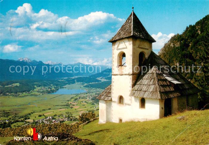 Foerolach Feldkirchen Kaernten AT Wallfahrtskirche St Steben mit Pressegger See