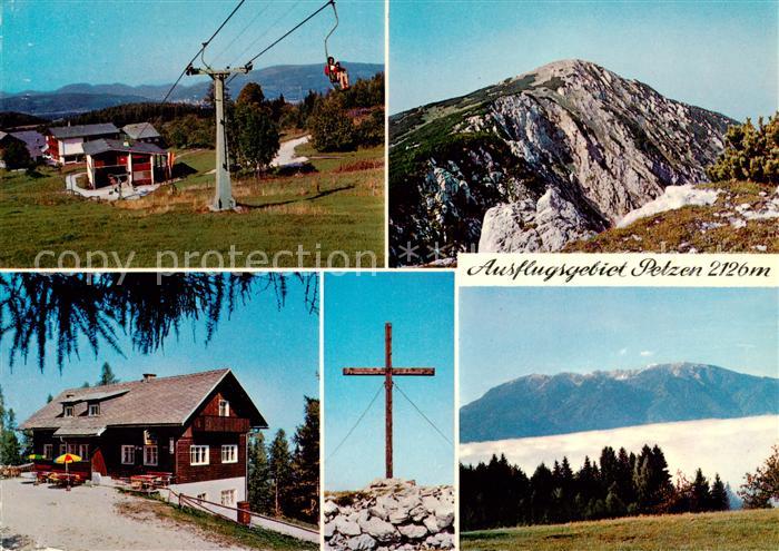 Petzen 2114m Bleiburg Kaernten AT Hotel Petzenkoenig mit Talstation des Sesselli