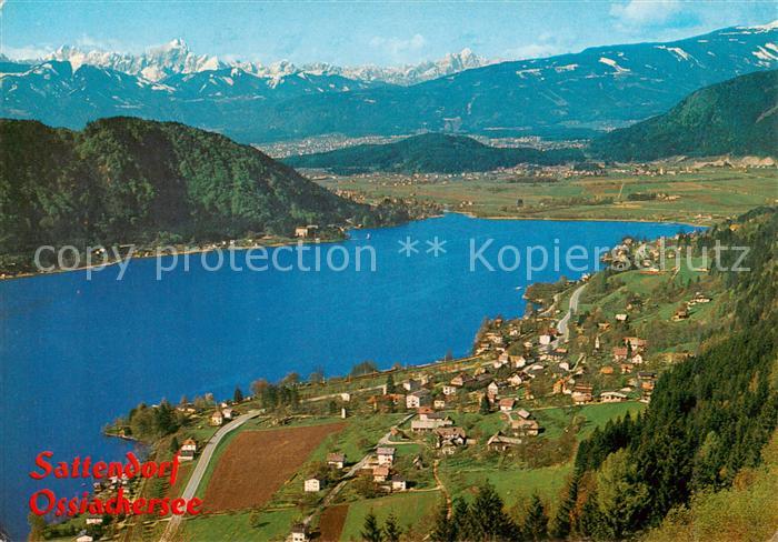 Sattendorf Fliegeraufnahme mit Ossiachersee und Julische Alpen