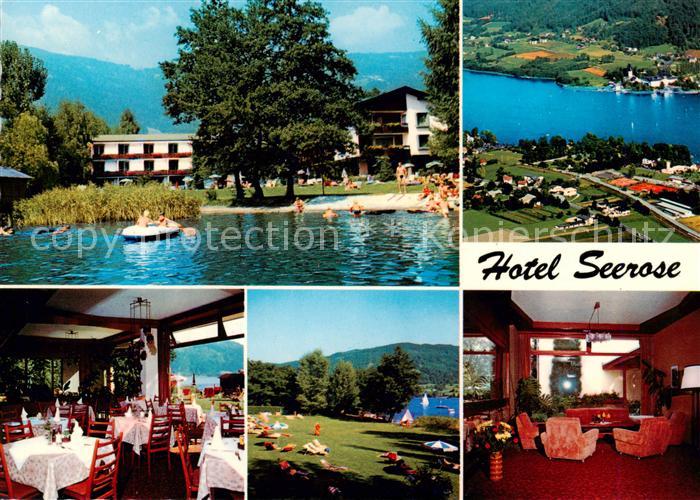 Bodensdorf Ossiacher See AT Hotel Seerose Gastraum Liegewiese Tennisplaetze Flie