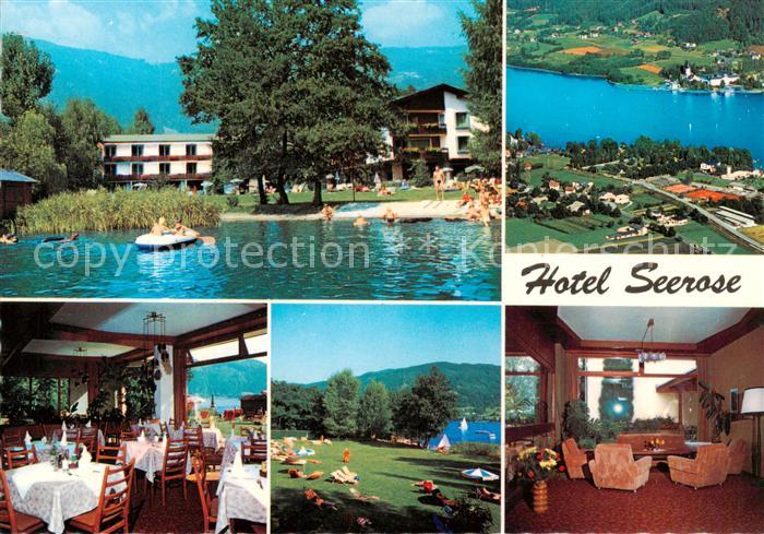 Bodensdorf Ossiacher See AT Hotel Seerose Gastraum Liegewiese Tennisplaetze Flie