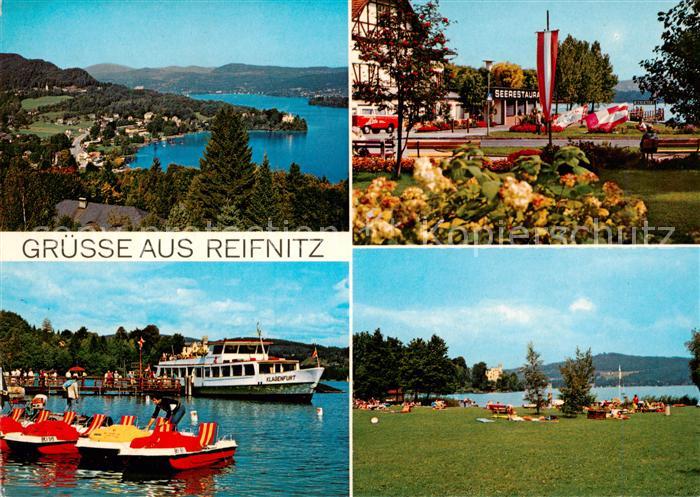 Reifnitz Woerthersee Panorama Seerestaurant Schiffsanlegestelle Strand