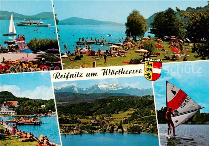 Reifnitz Woerthersee Seepartien Strand Panorama Surfer