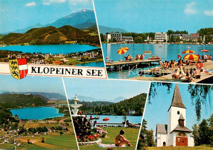 Klopeinersee Kaernten AT Panorama Seepartien Strand Kirche