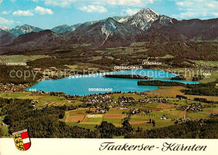 Faakersee Kaernten AT Fliegeraufnahme mit Mittagskogel