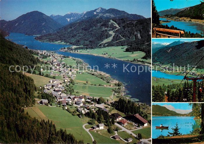 Weissensee Kaernten AT Panorama Sessellift Bootspartie