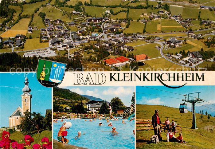 Bad Kleinkirchheim Kaernten AT Fliegeraufnahme Kirche Schwimmbad Seilbahn
