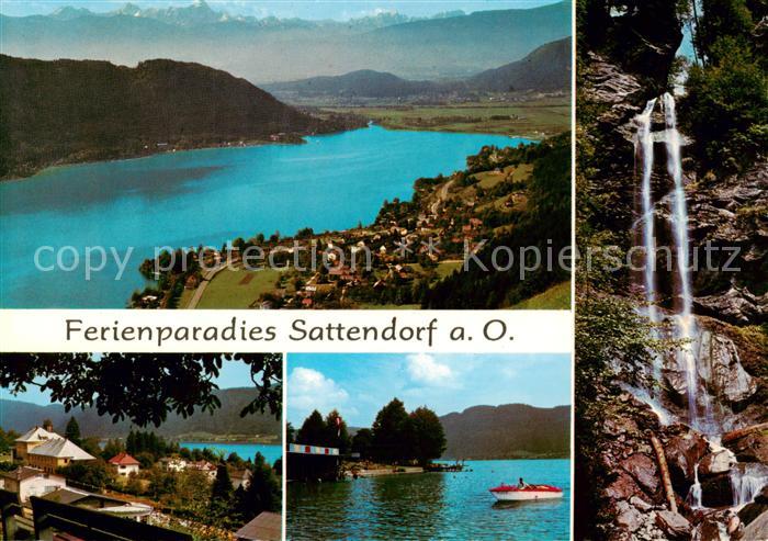 Sattendorf Ossiachersee Panorama Teilansichten Wasserfall