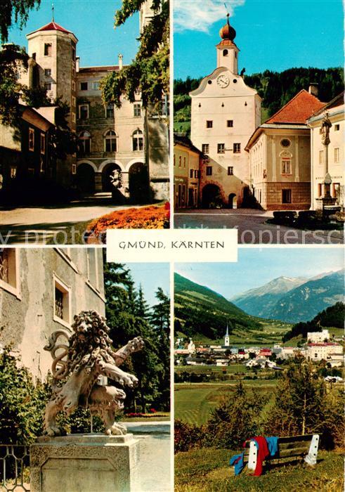 Gmuend Kaernten Schloss Kirche Loewenbrunnen Panorama