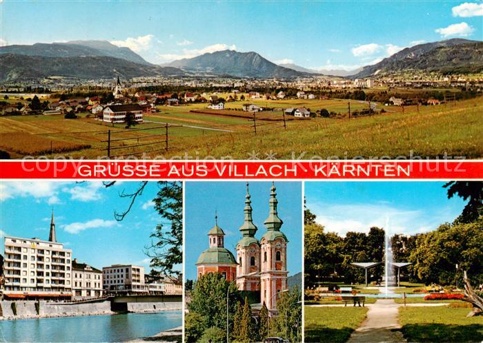Villach Kaernten AT Panorama mit Doebratsch Bleiberg Drautal und dem Mirnockgebi