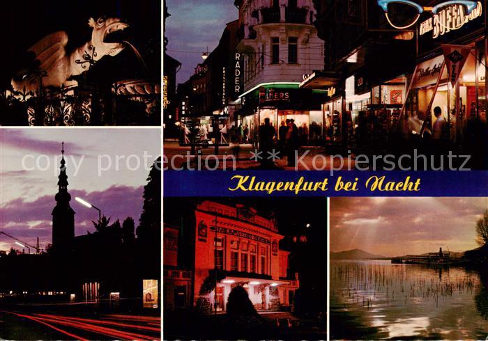 Klagenfurt Woerthersee AT Lindwurmbrunnen Kramergasse Stadtpfarrkirche Landesthe