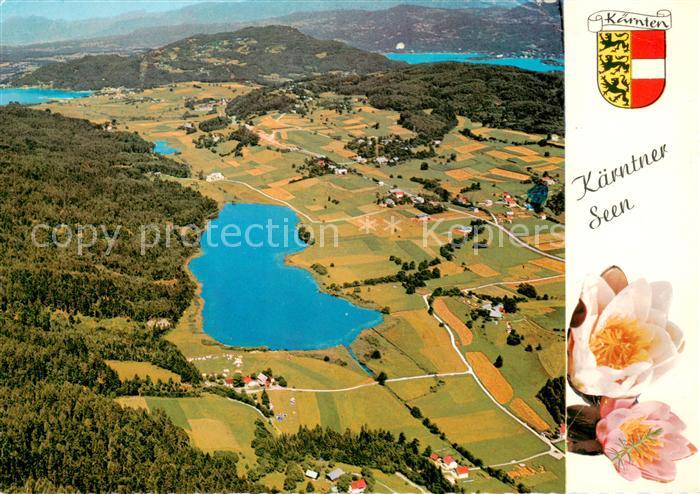 Keutschachersee Kaernten AT mit Pyramidenkogel Fliegeraufnahme
