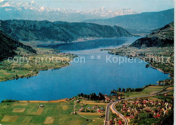 Ossiachersee Fliegeraufnahme mit Julische Alpen