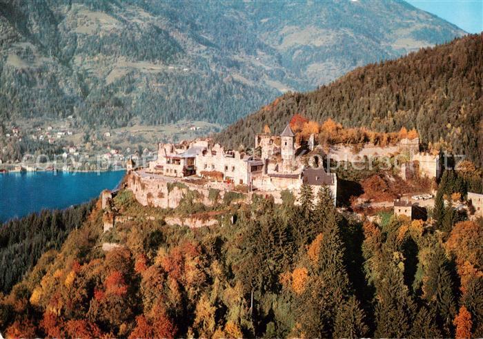 Landskron Ruine Ossiachersee Kaernten AT Fliegeraufnahme