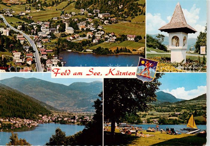 Feld am See Kaernten AT Fliegeraufnahme Bildstock Panorama Strand