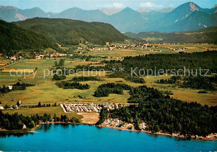 Ledenitzen Fliegeraufnahme mit Campingstrand Arneitz Faakersee
