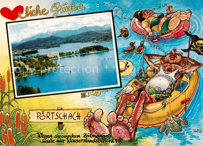 Poertschach Woerthersee Halbinsel mit Parkhotel und Strandbad Blick auf Maria Wo