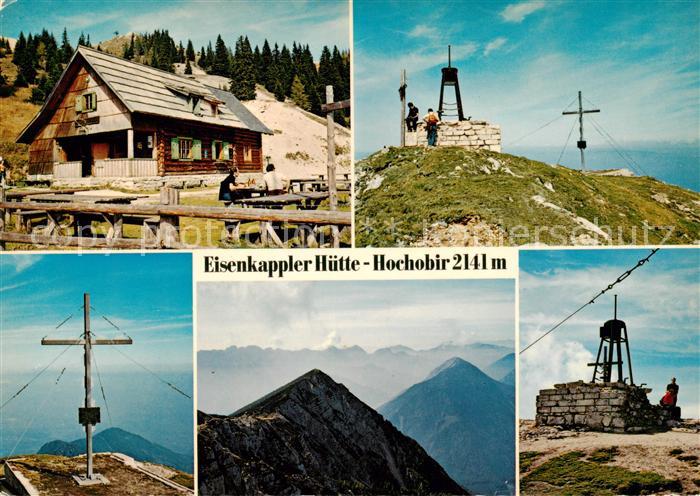 Hochobir 2142m Kaernten AT Eisenkappler Huette Gipfelkreuz Panorama