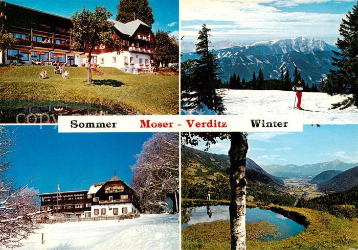 Verditz Afritz Alpengasthof Pension Moser im Sommer und Winter Panorama