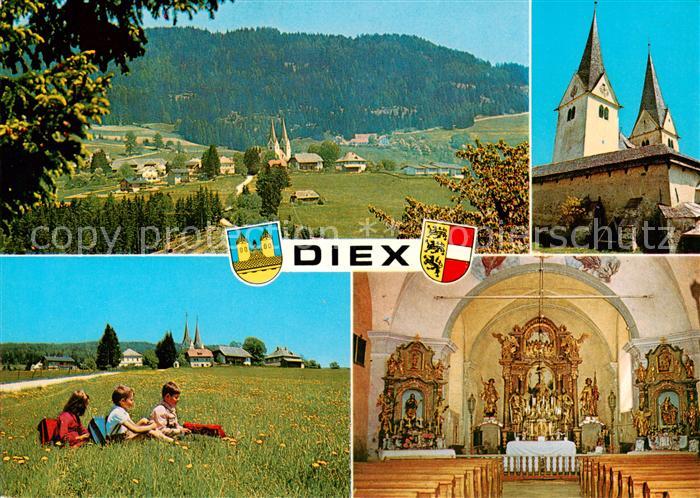 Diex Kaernten AT mit Saualpe Panorama Kirche Inneres