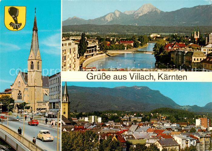 Villach Kaernten AT Kirche Panorama Ortsansicht