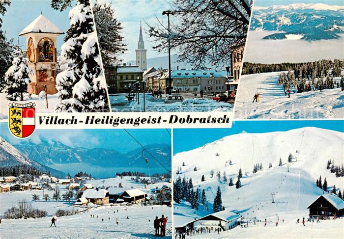 Villach Kaernten AT Bildstock Schilift Heiligengeist Ortsansicht Panorama