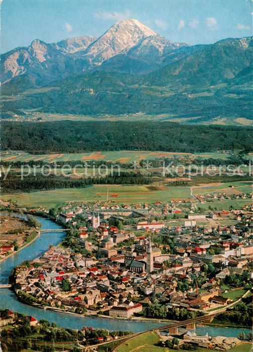 Villach Kaernten AT Fliegeraufnahme mit Mittagskogel