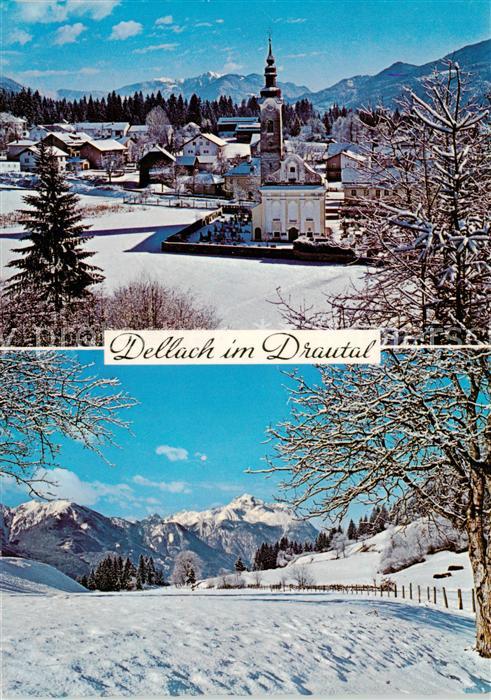 Dellach Drautal Ortspartie mit Kirche Panorama