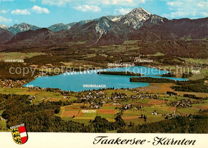 Faakersee Kaernten AT Fliegeraufnahme mit Mittagskogel