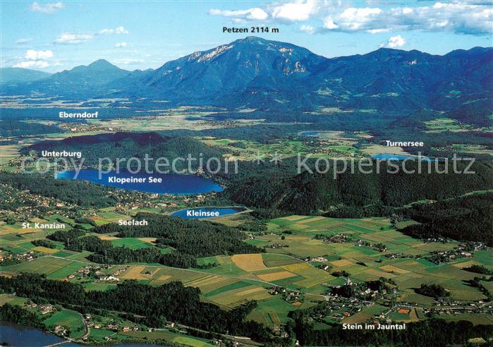 Klopeinersee Kaernten AT Fliegeraufnahme mit Stein St Kanzian Seelach Kleinsee T