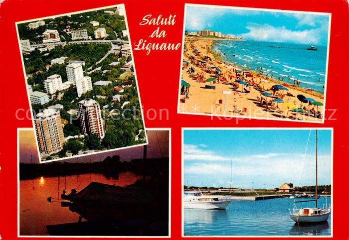 Lignano IT Fliegeraufnahme Strandpartie Boote