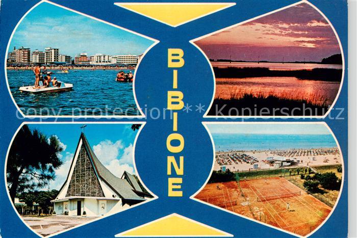 Bibione IT Panorama Strandhotels Tennisplaetze Kirche