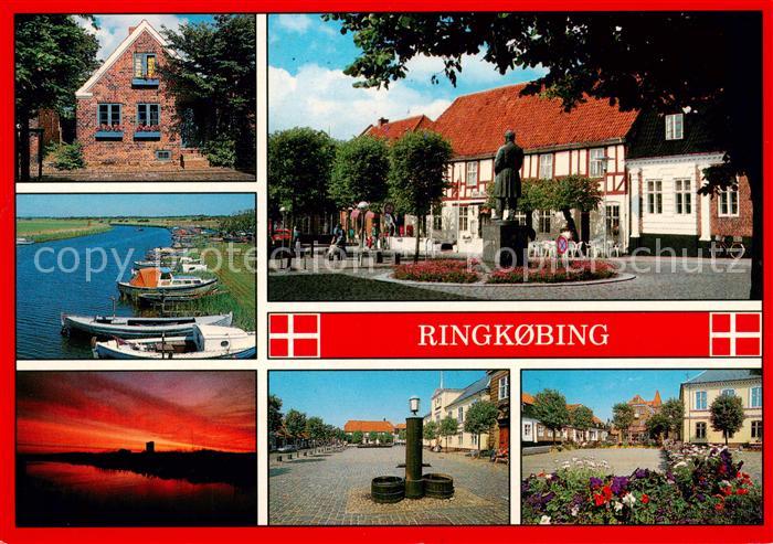 Ringkobing DK Orts und Teilansichten Bootsliegeplatz Marktplatz Brunnen