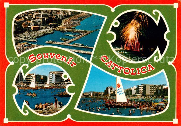 Cattolica  Provincia Rimini IT Fliegeraufnahme Hafenpartie Strand Hotels