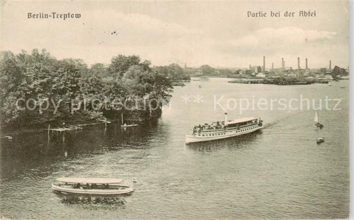 Treptow Berlin Partie bei der Abtei See Marine-Postkarte