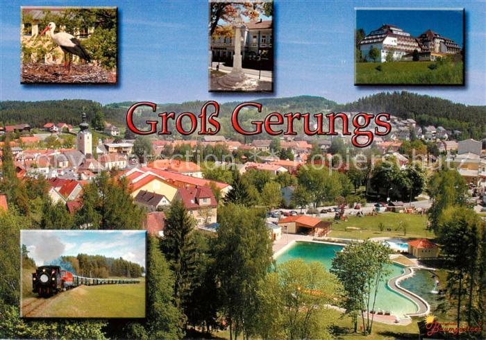 Gross Gerungs AT Panorama mit Freibad Storchennest Hotel Dampflokomotive