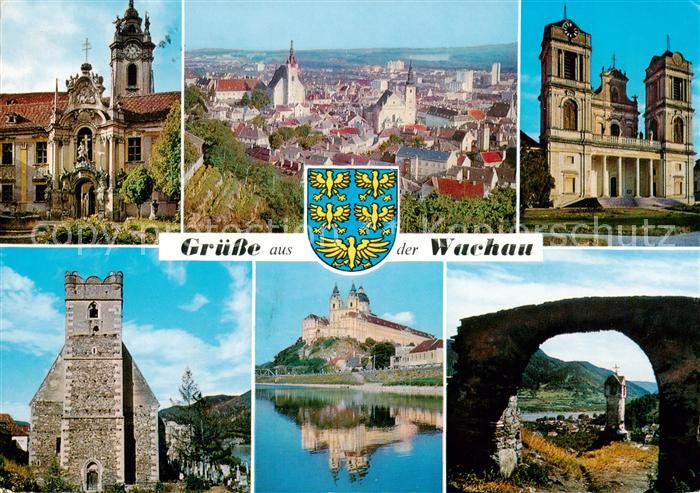 Wachau  Region AT Teilansichten von Duernstein Kems Goettweig St. Michael Melk u
