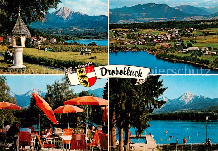 Drobollach Faaker See Kaernten AT Bildstock Panorama Luftbild Restaurant Terrass