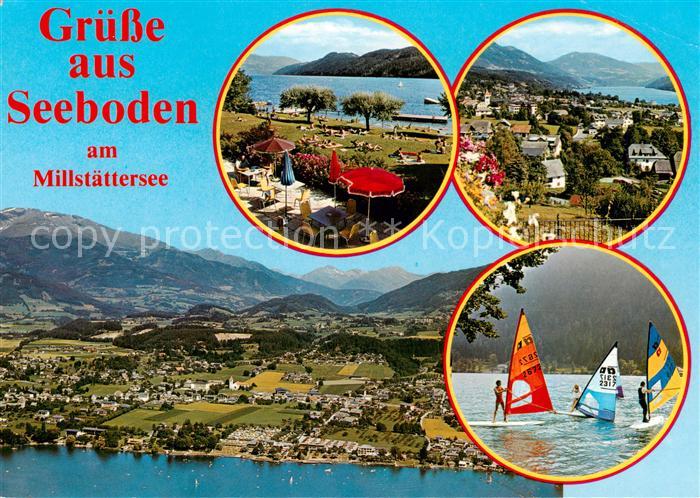 Seeboden Millstaettersee Kaernten AT Panorama Luftbild Liegewiese Restaurant