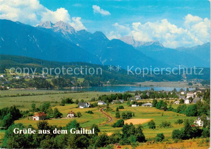 Gailtal Villach Kaernten AT Panorama Pressegger See mit Gartnerkofel und Trogkof