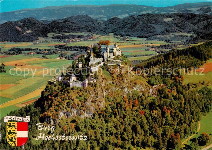 Burg Hochosterwitz Kaernten AT Fliegeraufnahme mit Saualpe
