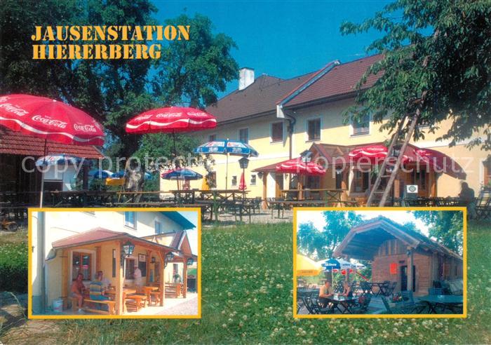 Grieskirchen Oberoesterreich AT Jausenstation Hiererberg Terrasse Blockhaus