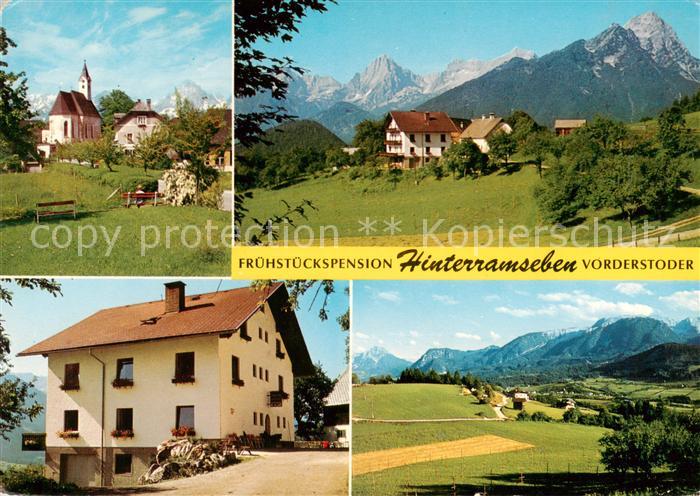 Vorderstoder AT Kirche Fruehstueckspension Hinterramseben mit Totem Gebirge