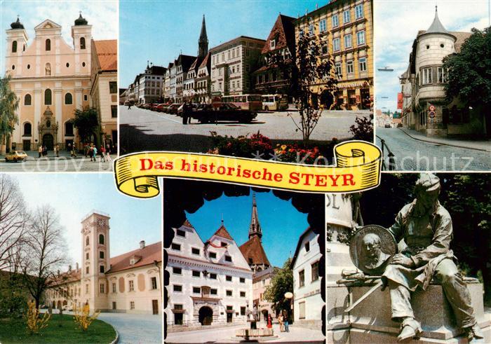 Steyr Enns Oberoesterreich Marienkirche Stadtplatz Gruenmarkt Wasserturm Schloss