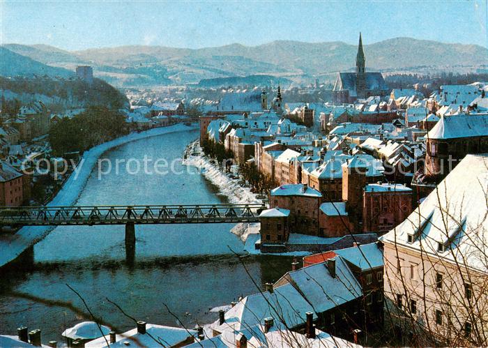 Steyr Enns Oberoesterreich Winterpanorama
