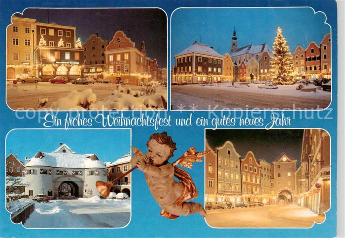 Schaerding Inn AT Barockstadt am Innviertel Stadtplatz Weihnachtsbeleuchtung Nac