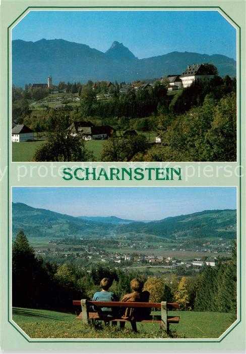 Scharnstein AT Panorama Almtal gegen Traunstein